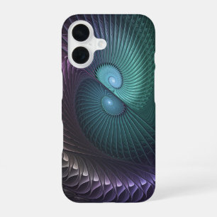 Zwei Spiralen farbenfroh Modernes Abstraktes Frakt iPhone 16 Hülle