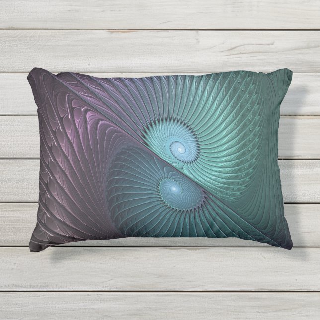 Zwei Spiralen farbenfroh Modernes Abstraktes Frakt Kissen Für Draußen (Vorderseite)