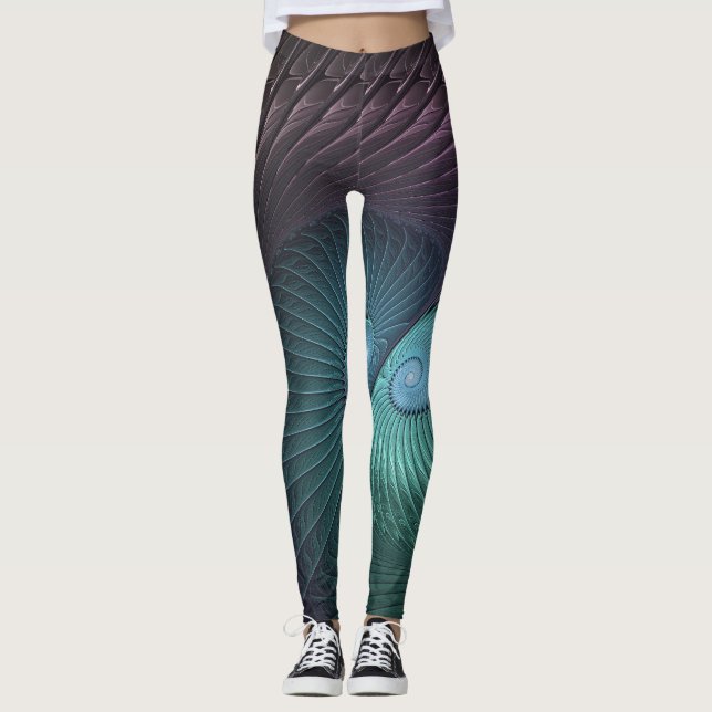 Zwei Spiralen farbenfroh Modernes Abstraktes Frakt Leggings (Vorderseite)