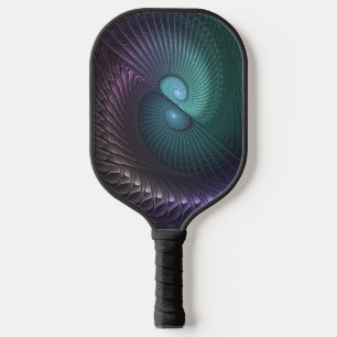 Zwei Spiralen farbenfroh Modernes Abstraktes Frakt Pickleball Schläger