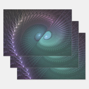 Zwei Spiralen Farbige Moderne Abstrakte Fraktal Ku Geschenkpapier Set