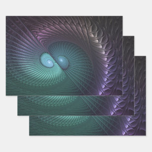 Zwei Spiralen Farbige Moderne Abstrakte Fraktal Ku Geschenkpapier Set