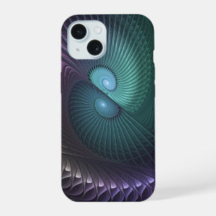 Zwei Spiralen Farbige Moderne Abstrakte Fraktal Ku iPhone 15 Hülle