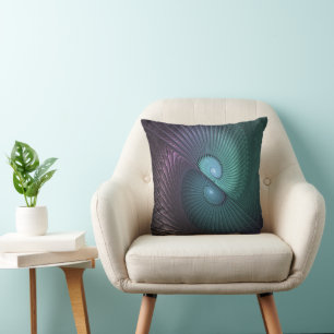 Zwei Spiralen Farbige Moderne Abstrakte Fraktal Ku Kissen