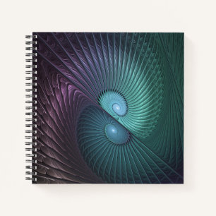 Zwei Spiralen Farbige Moderne Abstrakte Fraktal-Ku Notizbuch