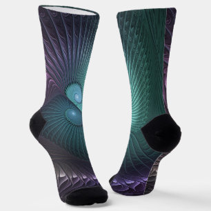 Zwei Spiralen Farbige Moderne Abstrakte Fraktal Ku Socken