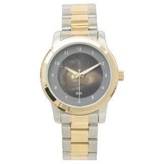 Zwei Spiralgalaxien Collide Zwei Tone Persönliche Armbanduhr