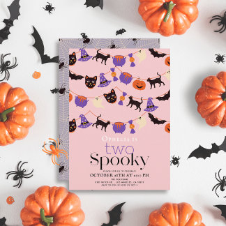 Zwei Spookes Halloween Rosa 2. Geburtstag Einladung