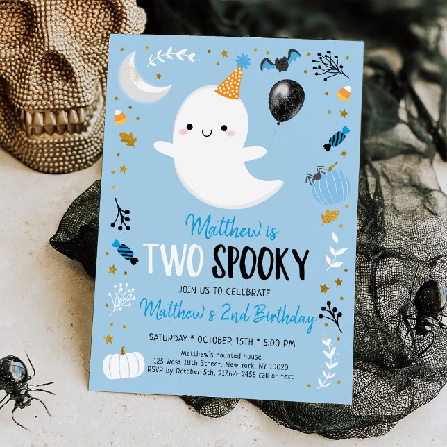 Zwei Spooky Blue Ghost Halloween Einladung (Von Creator hochgeladen)