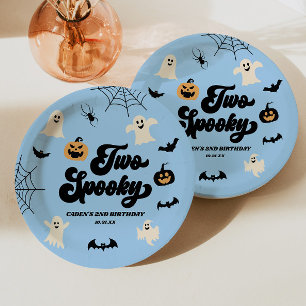 Zwei Spooky Blue Halloween 2. Geburtstags-Party Pappteller