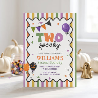 Zwei spooky Boo-Day bunte Geburtstagseinladung Einladung