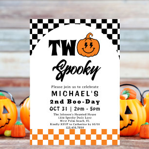 Zwei Spooky Fun Retro Halloween 2. Geburtstag Part Einladung
