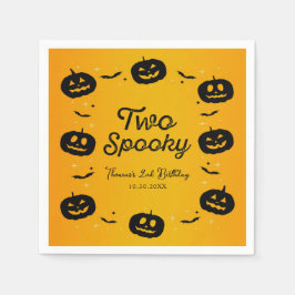 Zwei Spooky Geburtstag Halloween Pumpkins & Bats Serviette