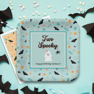 Zwei Spooky Gender Neutral Halloween 2. Geburtstag Pappteller