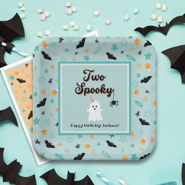 Zwei Spooky Gender Neutral Halloween 2. Geburtstag Pappteller (Von Creator hochgeladen)