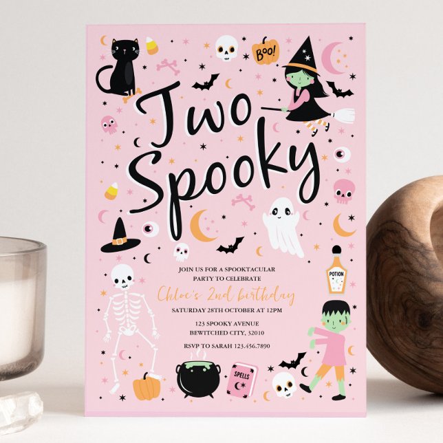 Zwei Spooky Halloween Geburtstagsparty Einladung (Von Creator hochgeladen)