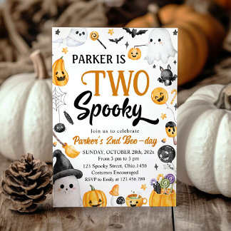 Zwei Spooky Halloween Ghost 2. Geburtstags-Party Einladung