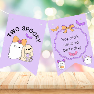 Zwei Spooky Halloween Ghost Geburtstag Wimpelkette