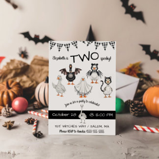 ZWEI Spooky! Halloween Goose Zweite Geburtstagspar Einladung