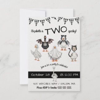 ZWEI Spooky! Halloween Goose Zweite Geburtstagspar Einladung