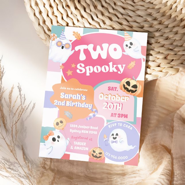 Zwei Spooky Halloween Groovy 2. Geburtstag Party Einladung (Von Creator hochgeladen)