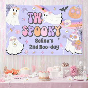 Zwei Spooky Halloween Groovy Ghost 2. Geburtstag Banner