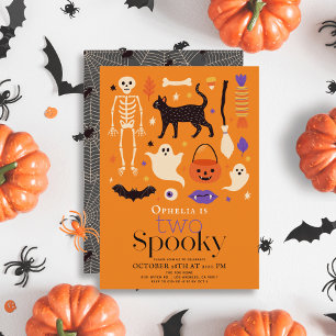 Zwei Spooky Halloween Motifs Orange 2. Geburtstag Einladung