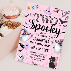 Zwei Spooky Niedlich Ghost Pink Halloween 2. Gebur Einladung