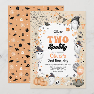 Zwei Spooky   Niedliches Halloween Ghost 2. Geburt Einladung