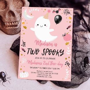 ZWEI Spooky Pink Ghost Halloween Geburtstag Einladung