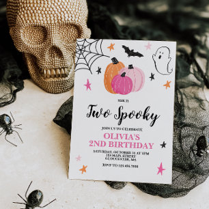 Zwei Spooky Pink Halloween 2. Geburtstag Einladung