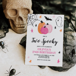 Zwei Spooky Pink Halloween 2. Geburtstag Einladung