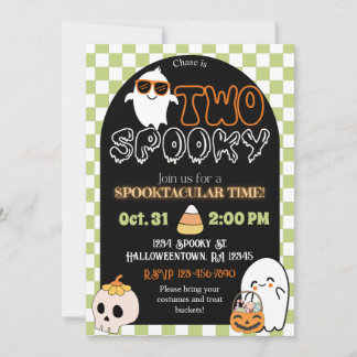 Zwei Spooky, Retro Thema 2. Geburtstag Einladung