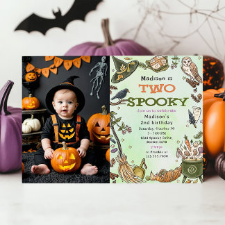 Zwei Spooky Witwen Halloween 2. Geburtstag Foto Einladung