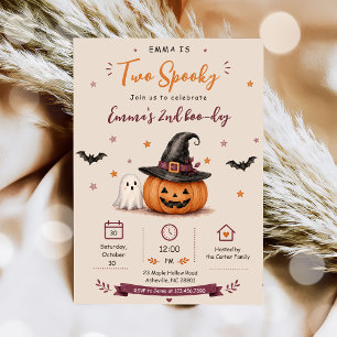 Zwei Spuk-Halloween-Geburtstagsfeier Einladung