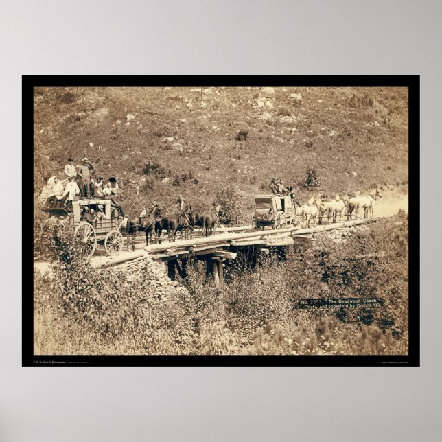 Zwei Stagecoaches Passing Black Hills WY 1889 Poster (Vorne)