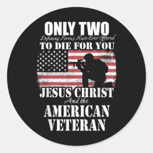 Zwei starben für euch Jesus und der amerikanische  Runder Aufkleber