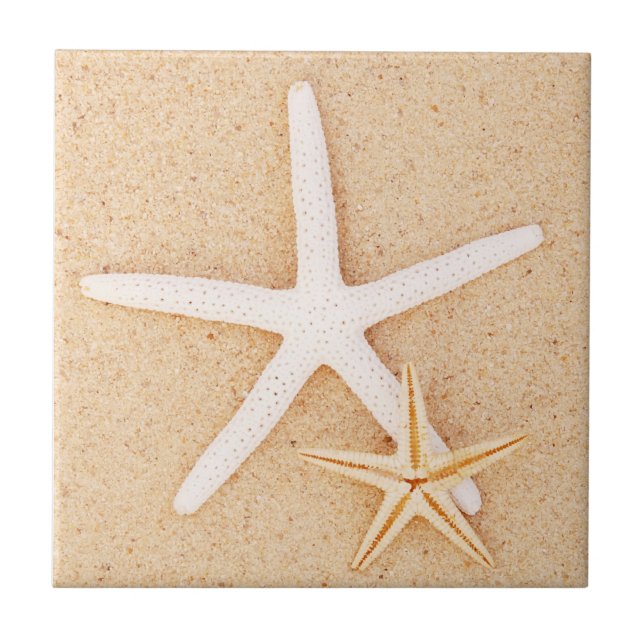 Zwei Starfish auf einem Strand Fliese (Vorderseite)