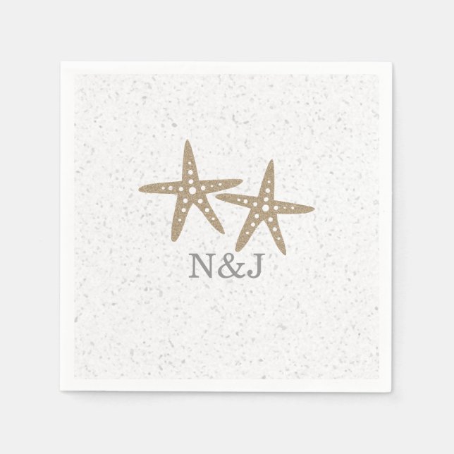 Zwei Starfish Beach Brautparty Hochzeit von Napkin Serviette (Vorderseite)