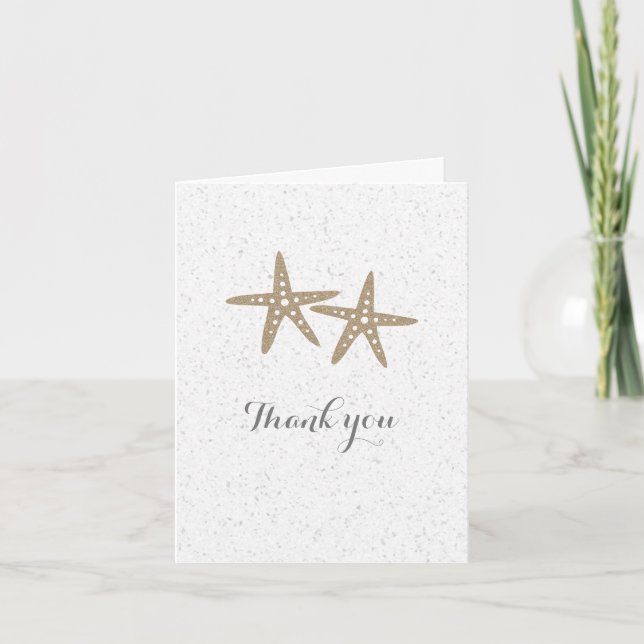 Zwei Starfish Beach Hochzeit Danke Falten Card (Vorderseite)