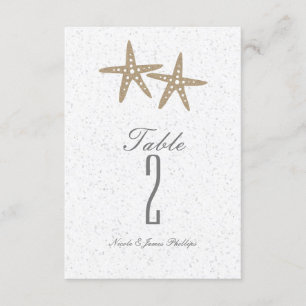 Zwei Starfish Beach Wedding Bridal Tischnummer