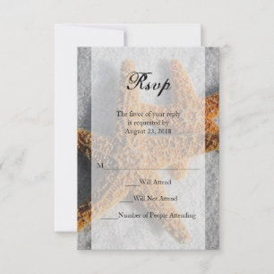 Zwei Starfish in Sand, Beach Wedding Sm UAWG Reput RSVP Karte