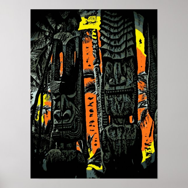 Zwei Statuen Sonnenaufgang tropisches Poster (Vorne)