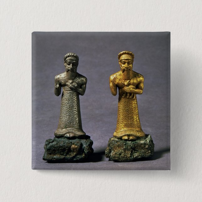 Zwei Statuetten der Männer, die Angebote der Button (Vorderseite)