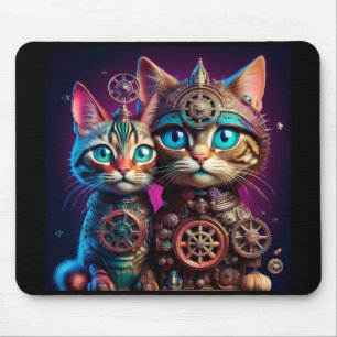 Zwei Steampunk-Kätzchen posieren Mousepad