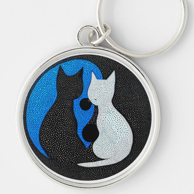 Zwei stilisierte Katzen Schlüsselanhänger (Vorne)