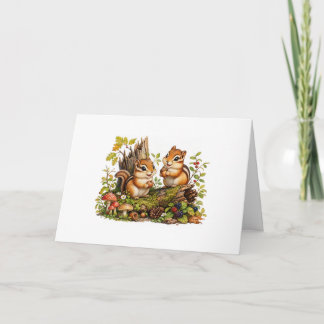 Zwei Streifenhörnchen mit Eicheln Karte