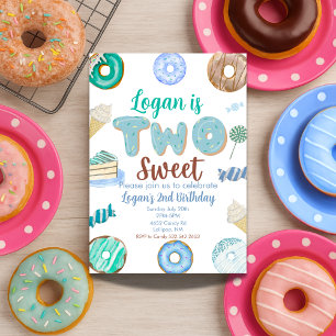 Zwei süße 2. Geburtstag für Boy Donut Candy Einladung