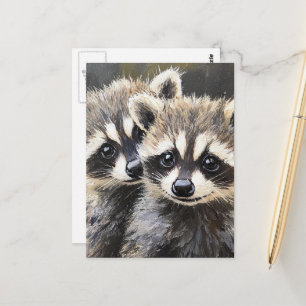 Zwei süße Baby-Waschbären Postkarte