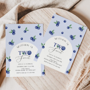 Zwei süße Blaubeerjunge 2. Geburtstag Einladung